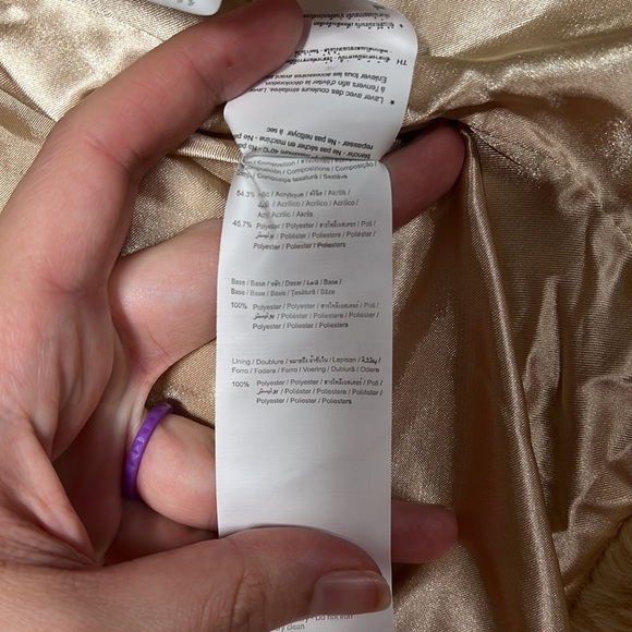 Cache Cache Long Sleeve Faux Fur Coat Jacket Tan Cream Womens Size M - Picture 8 of 8